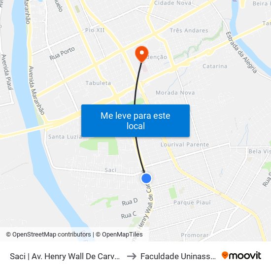 Saci | Av. Henry Wall De Carvalho - Sentido Bairro to Faculdade Uninassau - Redenção map
