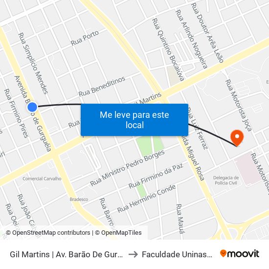 Gil Martins | Av. Barão De Gurguéia - Sentido Bairro to Faculdade Uninassau - Redenção map