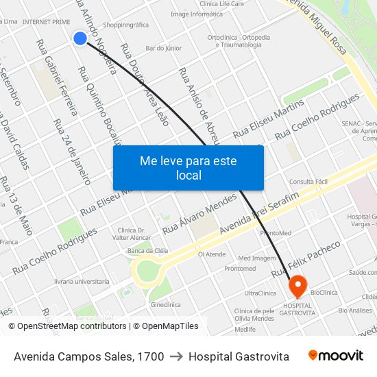 Avenida Campos Sales, 1700 to Hospital Gastrovita map