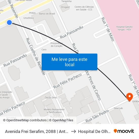 Avenida Frei Serafim, 2088 | Antigo Hiper Bompreço to Hospital De Olhos Previsão map