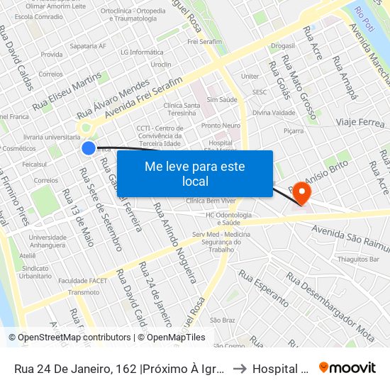 Rua 24 De Janeiro, 162 |Próximo À Igreja São Benedito to Hospital Hti Sul map