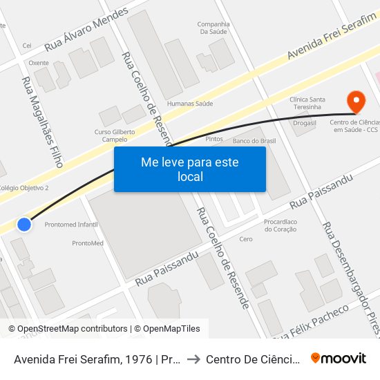 Avenida Frei Serafim, 1976 | Próximo Ao Prontomed Infantil to Centro De Ciências Em Saúde - Ccs map