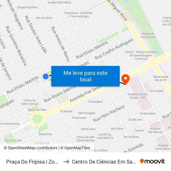 Praça Do Fripisa | Zona Leste to Centro De Ciências Em Saúde - Ccs map