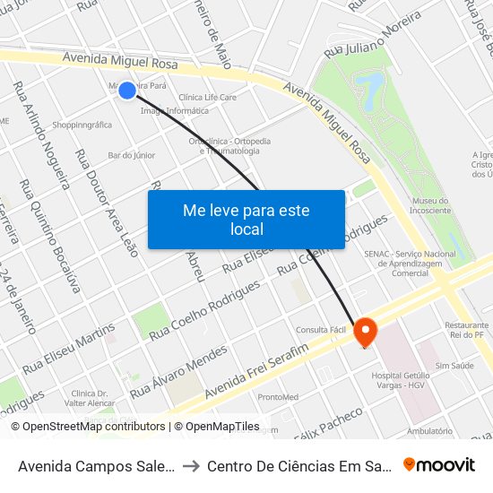 Avenida Campos Sales, 2070 to Centro De Ciências Em Saúde - Ccs map