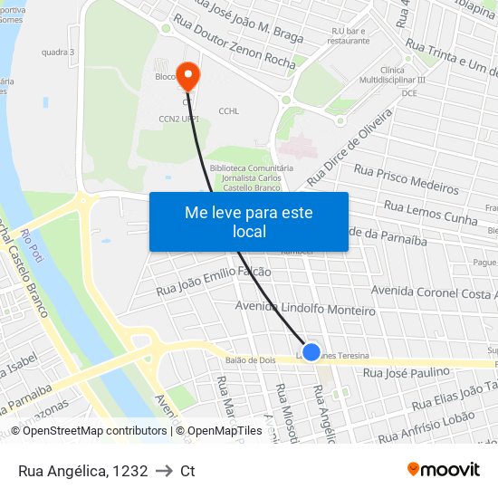 Rua Angélica, 1232 to Ct map