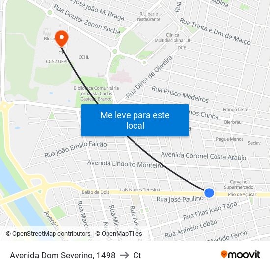 Avenida Dom Severino, 1498 to Ct map