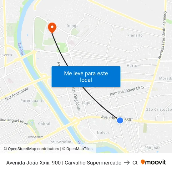 Avenida João Xxiii, 900 | Carvalho Supermercado to Ct map