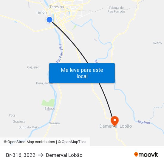 Br-316, 3022 to Demerval Lobão map