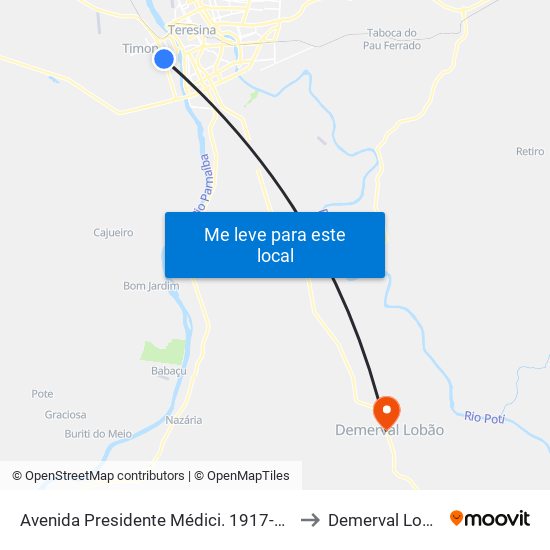 Avenida Presidente Médici. 1917-1999 to Demerval Lobão map