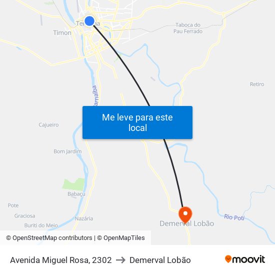 Avenida Miguel Rosa, 2302 to Demerval Lobão map