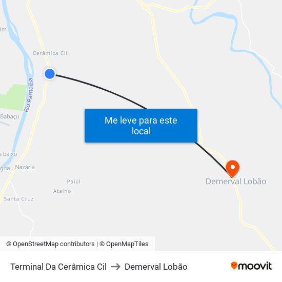 Terminal Da Cerâmica Cil to Demerval Lobão map