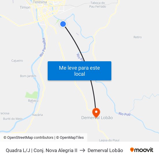 Quadra L/J | Conj. Nova Alegria II to Demerval Lobão map