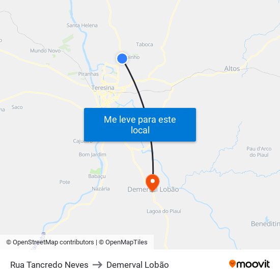 Rua Tancredo Neves to Demerval Lobão map