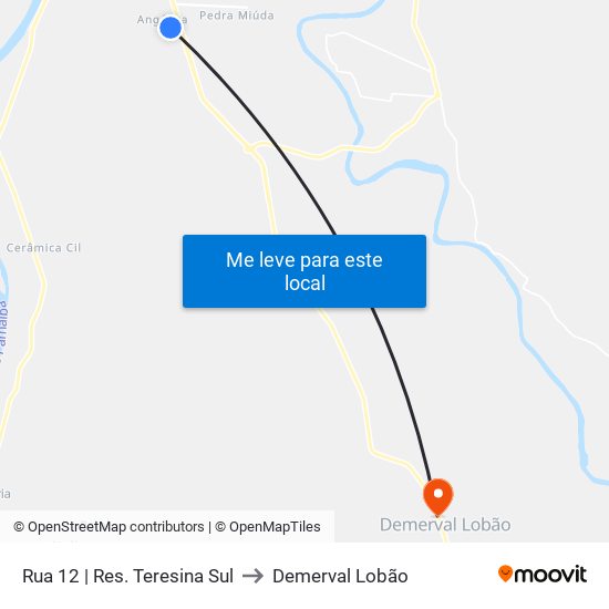 Rua 12 | Res. Teresina Sul to Demerval Lobão map