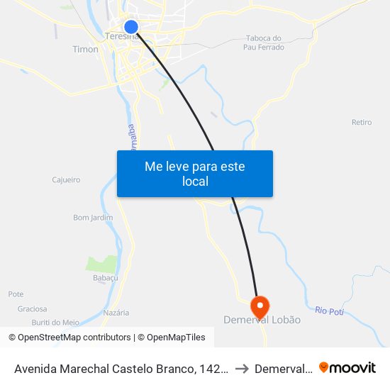 Avenida Marechal Castelo Branco, 1423 | Shopping Rio Poty to Demerval Lobão map