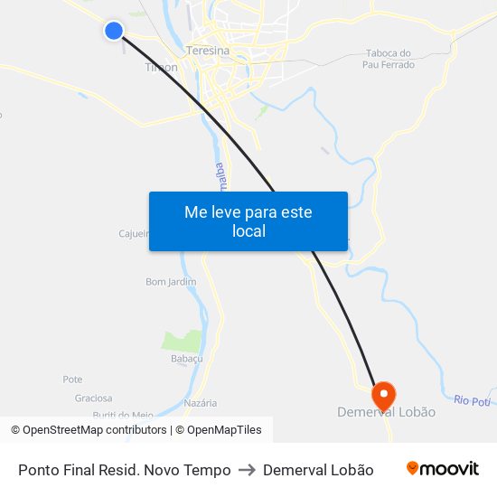 Ponto Final Resid. Novo Tempo to Demerval Lobão map