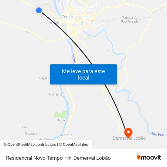 Residencial Novo Tempo to Demerval Lobão map