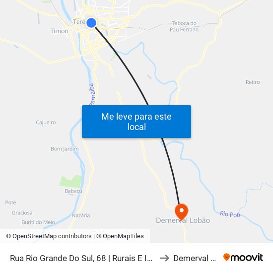 Rua Rio Grande Do Sul, 68 | Rurais E Intermunicipais to Demerval Lobão map