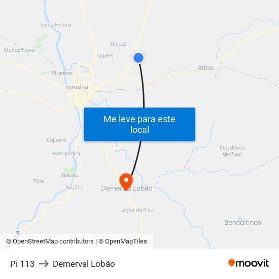 Pi 113 to Demerval Lobão map