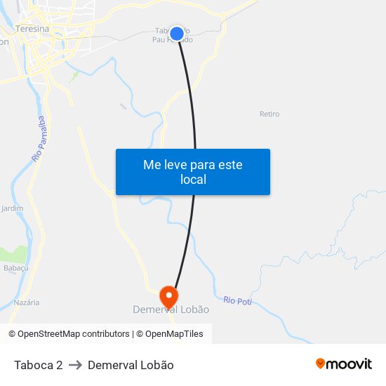 Taboca 2 to Demerval Lobão map