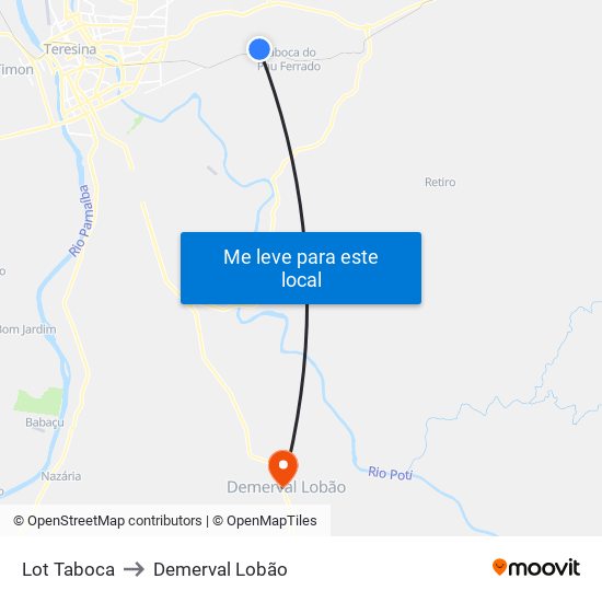 Lot Taboca to Demerval Lobão map