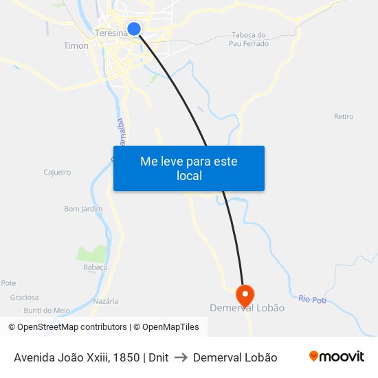 Avenida João Xxiii, 1850 | Dnit to Demerval Lobão map