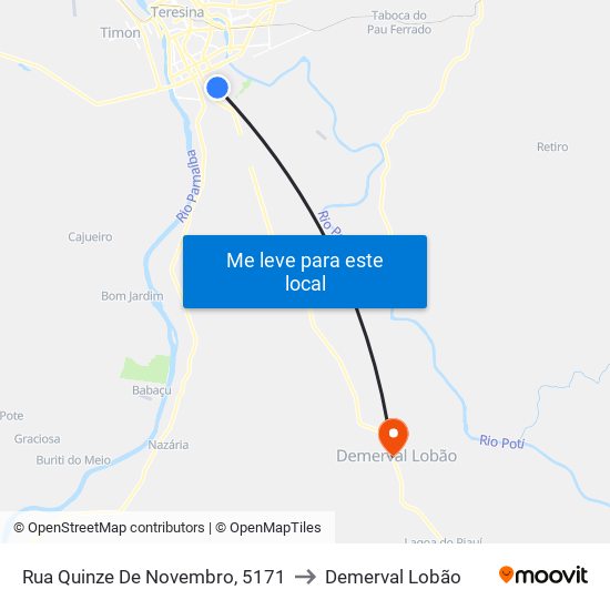 Rua Quinze De Novembro, 5171 to Demerval Lobão map