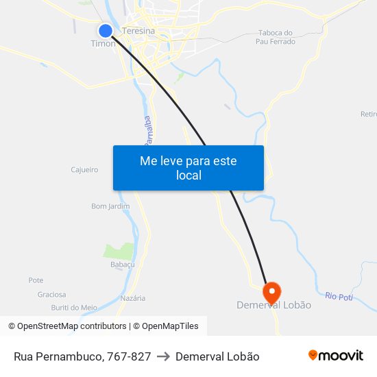 Rua Pernambuco, 767-827 to Demerval Lobão map