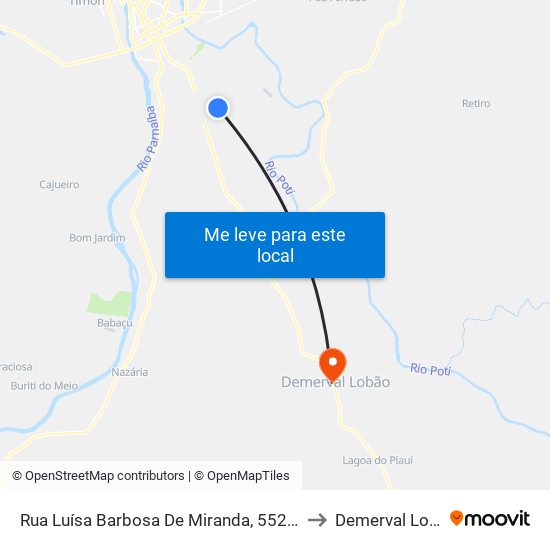 Rua Luísa Barbosa De Miranda, 5526-5998 to Demerval Lobão map