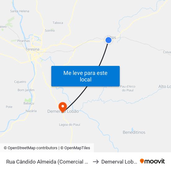 Rua Cândido Almeida (Comercial Lira) to Demerval Lobão map