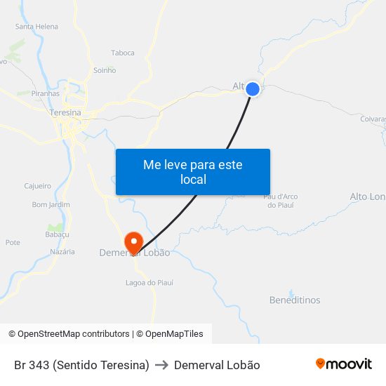 Br 343 (Sentido Teresina) to Demerval Lobão map