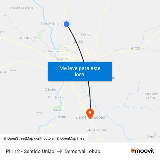 Pi 112 - Sentido União to Demerval Lobão map