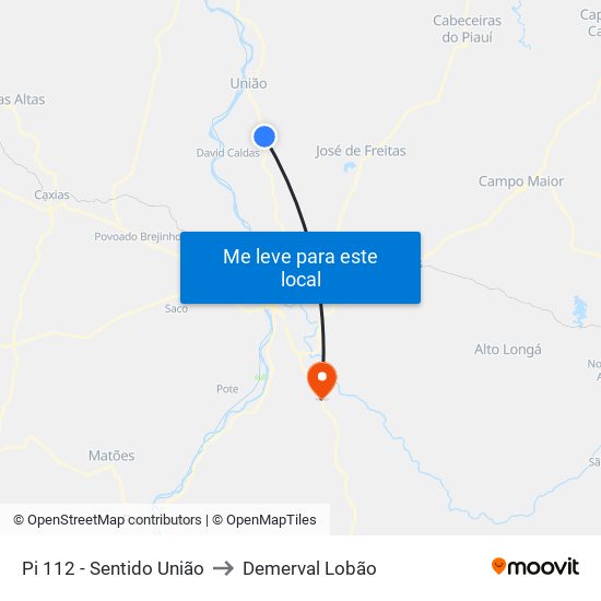 Pi 112 - Sentido União to Demerval Lobão map