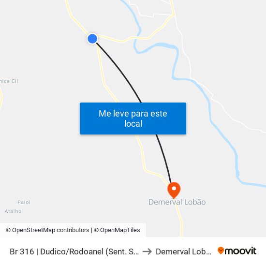 Br 316 | Dudico/Rodoanel  (Sent. Sul) to Demerval Lobão map