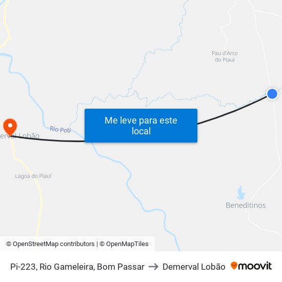 Pi-223, Rio Gameleira, Bom Passar to Demerval Lobão map