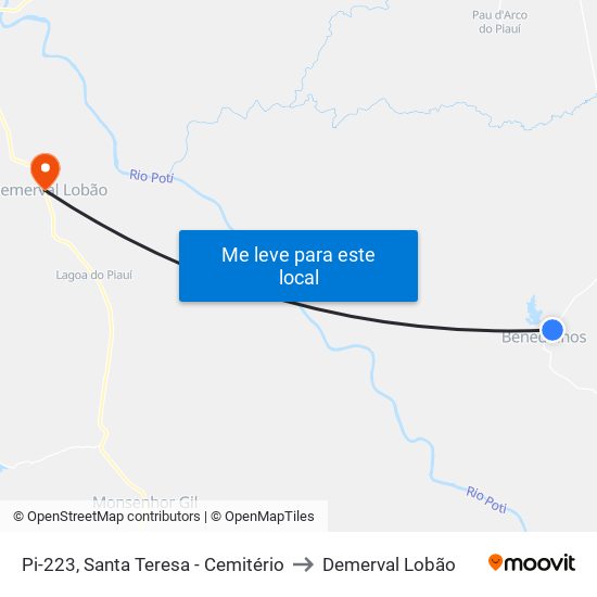 Pi-223, Santa Teresa - Cemitério to Demerval Lobão map