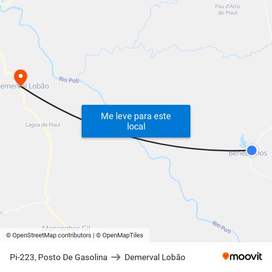 Pi-223, Posto De Gasolina to Demerval Lobão map