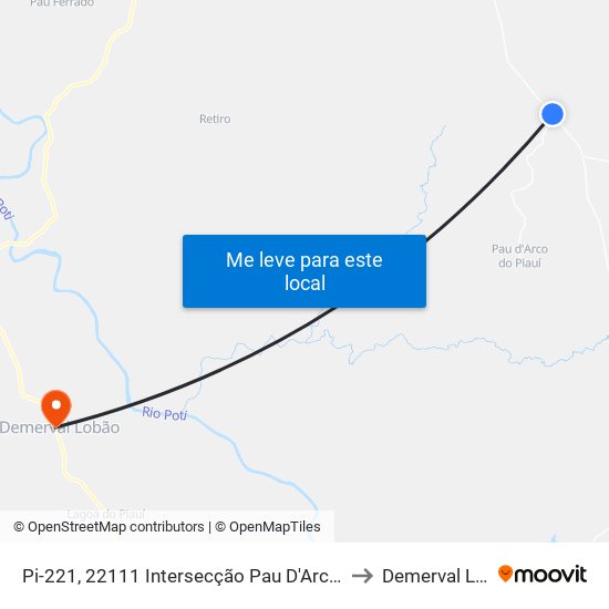 Pi-221, 22111 Intersecção Pau D'Arco Para Altos to Demerval Lobão map