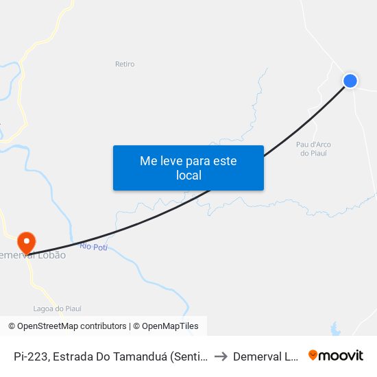 Pi-223, Estrada Do Tamanduá (Sentido Altos) to Demerval Lobão map