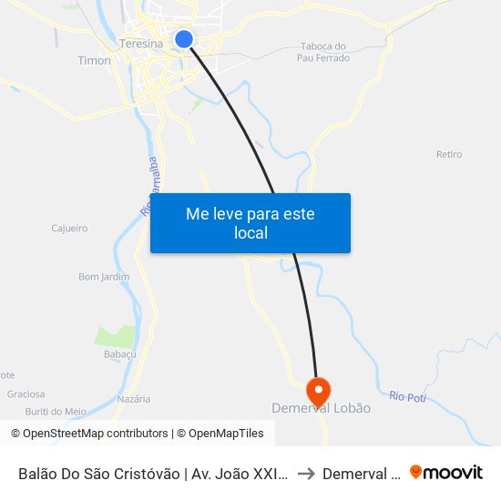 Balão Do São Cristóvão | Av. João XXIII - Sentido Bairro to Demerval Lobão map