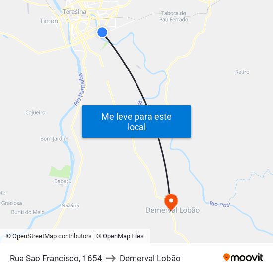 Rua Sao Francisco, 1654 to Demerval Lobão map