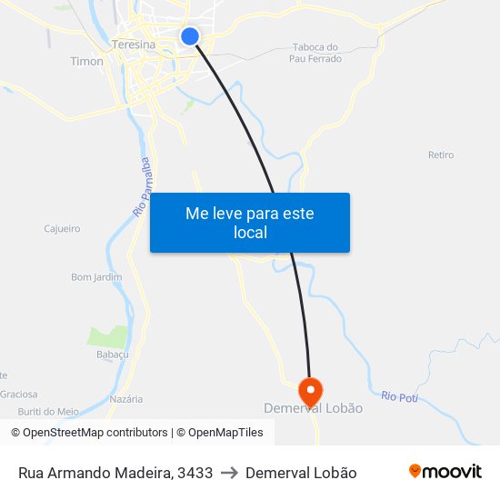 Rua Armando Madeira, 3433 to Demerval Lobão map