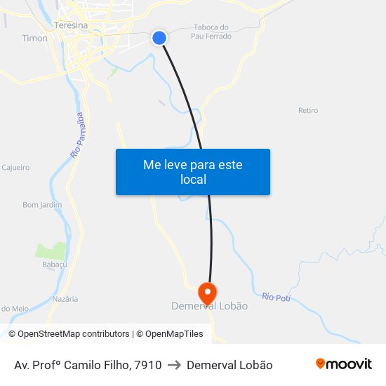 Av. Profº Camilo Filho, 7910 to Demerval Lobão map
