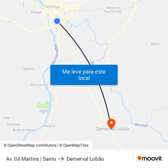 Av. Gil Martins | Samu to Demerval Lobão map