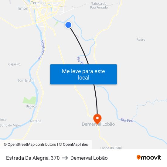 Estrada Da Alegria, 370 to Demerval Lobão map