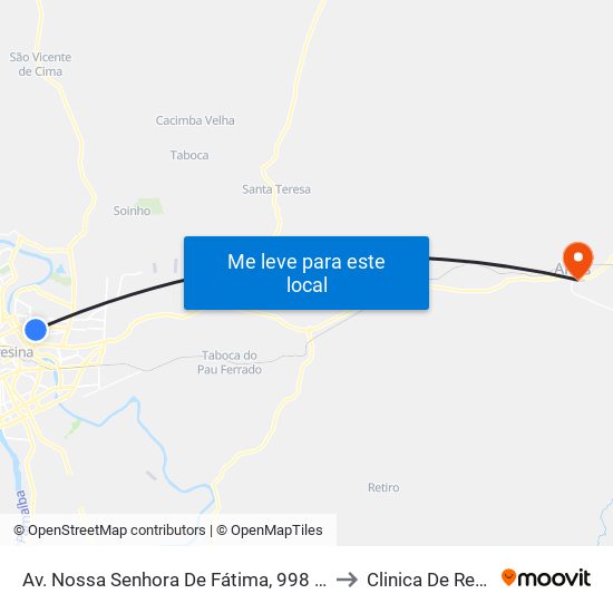 Av. Nossa Senhora De Fátima, 998 | Paróquia Nossa Sra. De Fátima to Clinica De Reabilitação Vida map