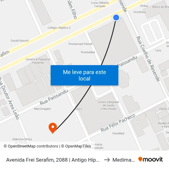 Avenida Frei Serafim, 2088 | Antigo Hiper Bompreço to Medimagem map
