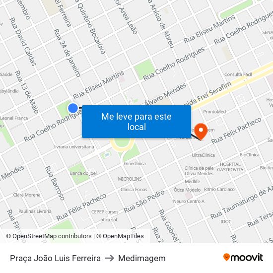 Praça João Luis Ferreira to Medimagem map