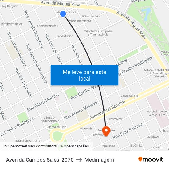 Avenida Campos Sales, 2070 to Medimagem map