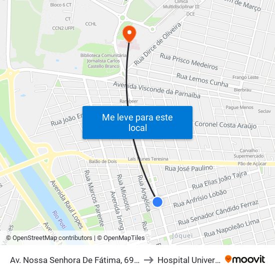 Av. Nossa Senhora De Fátima, 699 | Drogasil to Hospital Universitário map